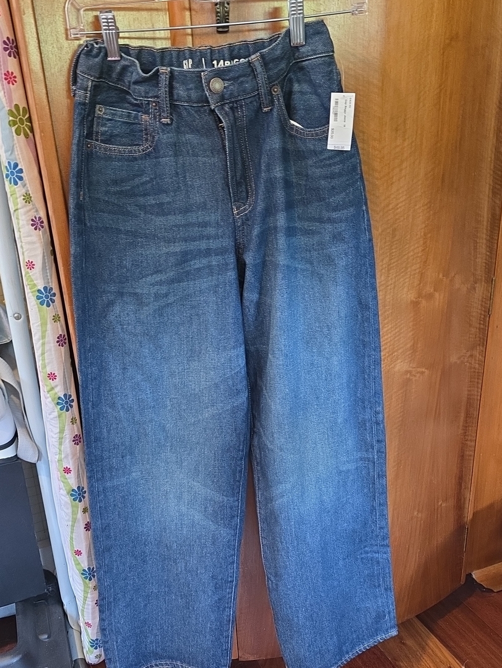 GAP Kids Dark Blue Relaxed Jeans - Straight Relaxed Fit, Elestic Waist